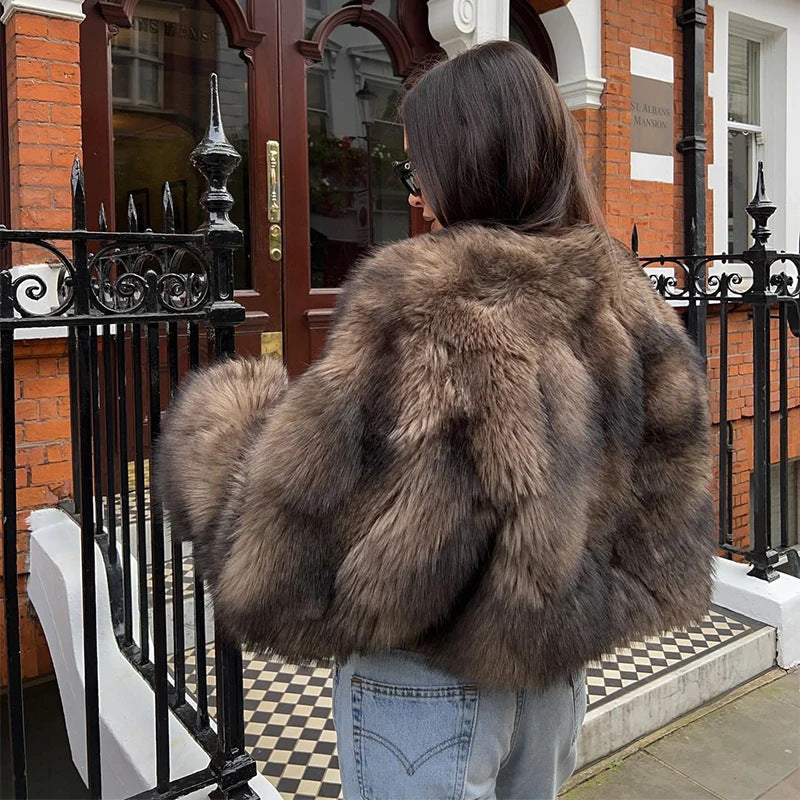 Manteau de fourrure féminine élégant Chic et chaud