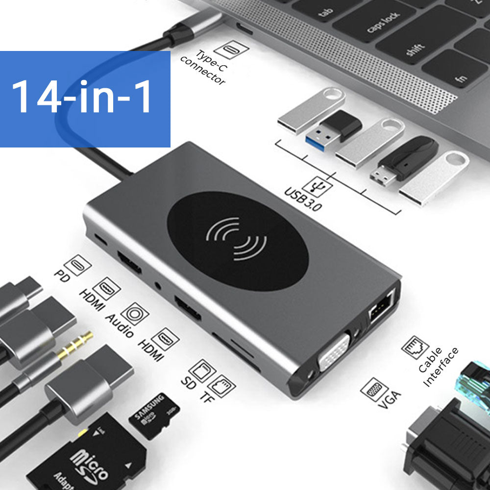 15-in-1 USB-C Docking Station with 10W Wireless Charging