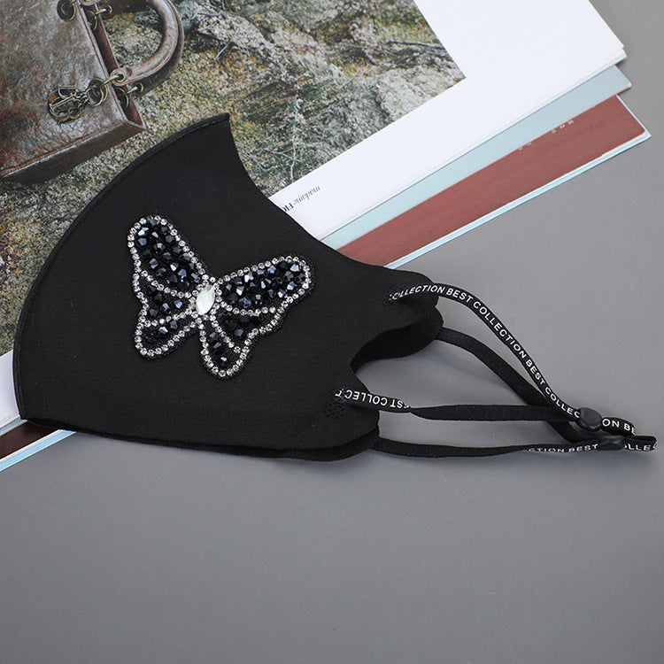 Strass Smiley Butterfly Pattern Bloc solaire et masque anti-poussière
