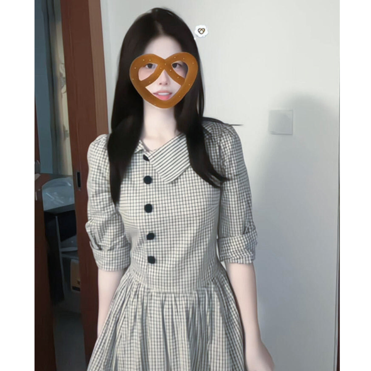 Robe de lapelle à manches longues de style français