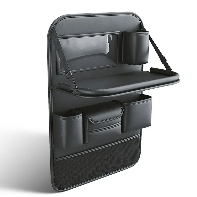 Sac de rangement de siège de voiture Siège arrière automatique Organisateur arrière avec plateau de table pliable PU Tab en cuir