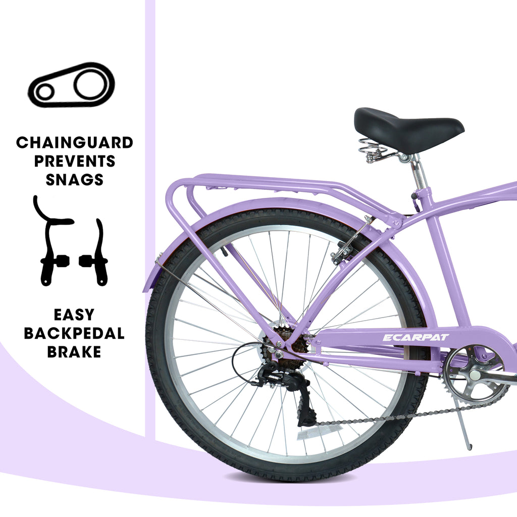 A26265B Vélo de croisière de plage de 26 pouces à 7 vitesses pour hommes et femmes