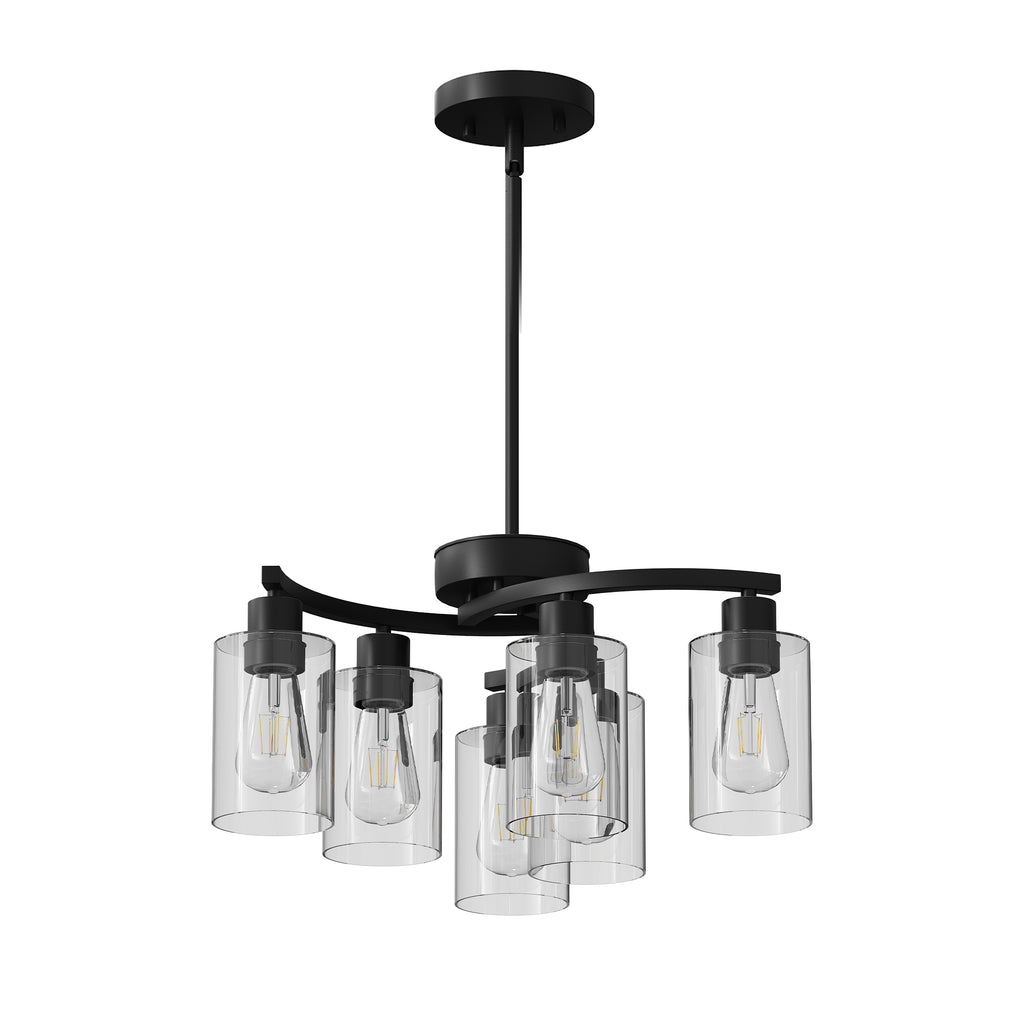 6-Light Modern Farmhouse Black Chandelier