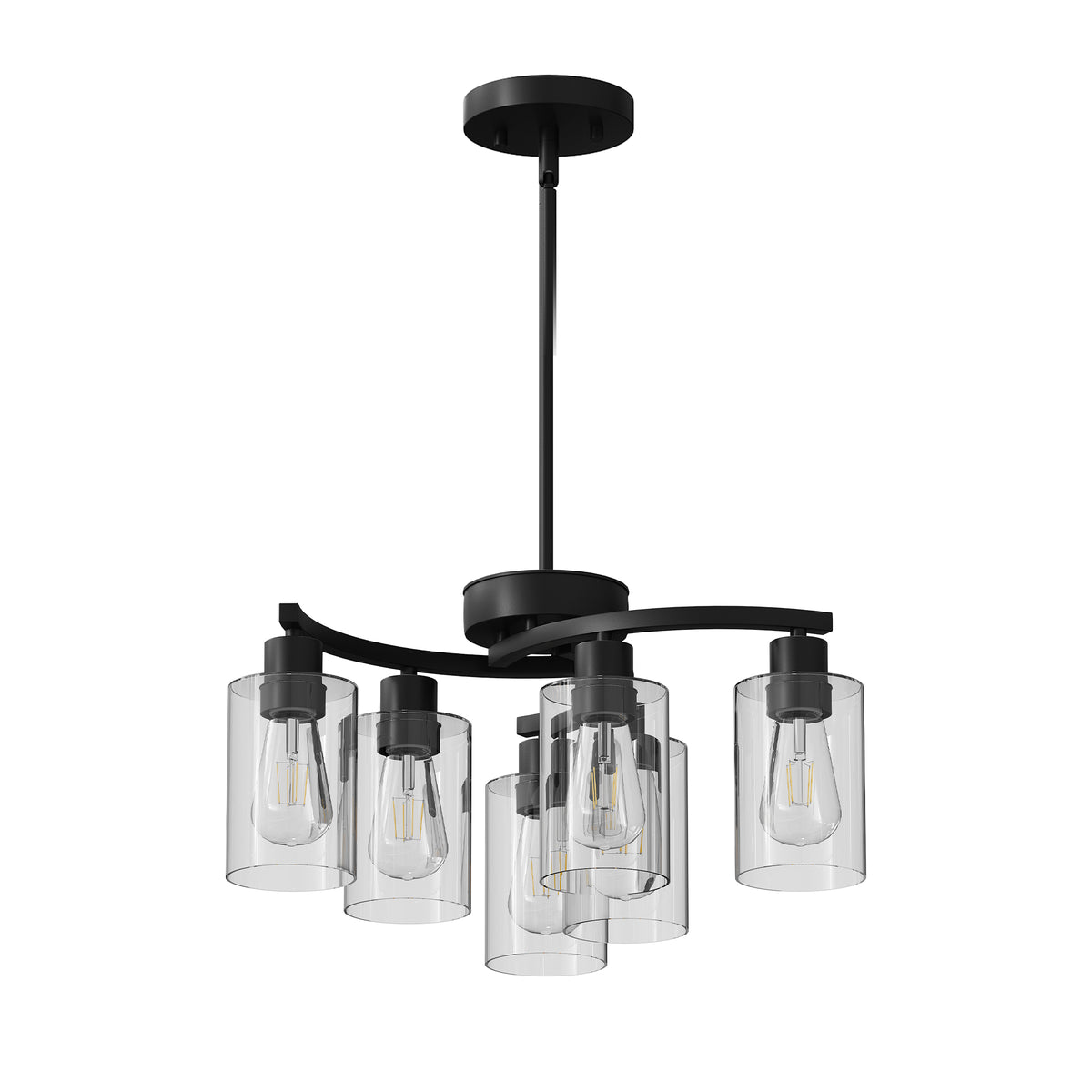6-Light Modern Farmhouse Black Chandelier