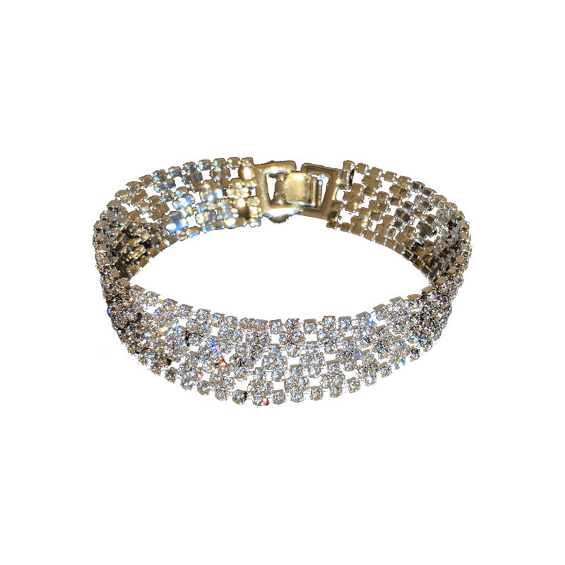 European And American Fashion Dazzling Diamond Bracelet La personnalité des femmes Exagéré Wi