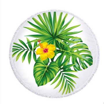 Serviette de plage ronde Feuille de palmiers Serviette de plage Feuille de palmiers Serviette de plage Coussin de châle Microfibre