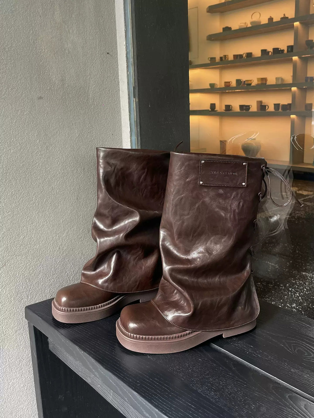Pantoufles à lacets coupe au pied carré pour femmes