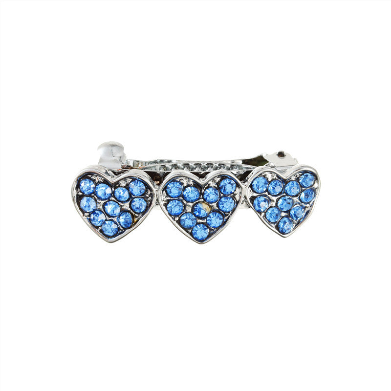 Barrettes de coeur en alliage de Strass Peach