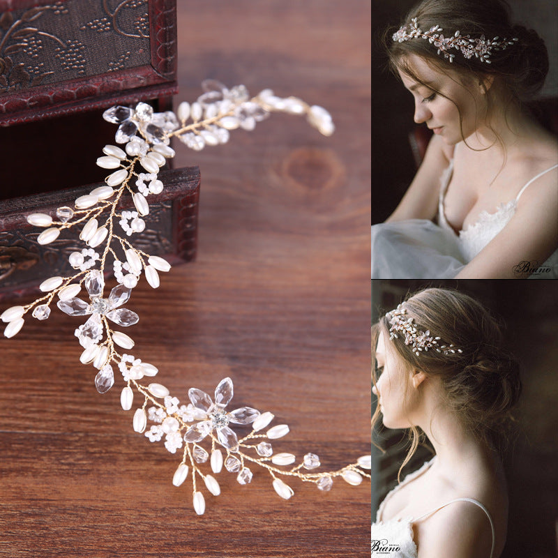 Plaque de perle blanche bande de cheveux Accessoires de mariage Robe de coiffure