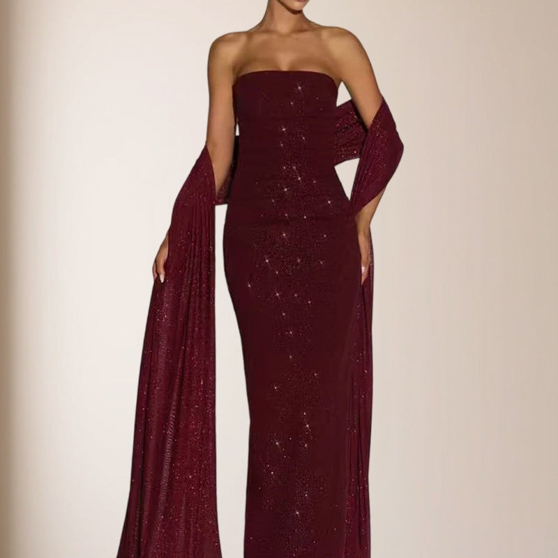 Robe de femme sans écharpe à paillettes