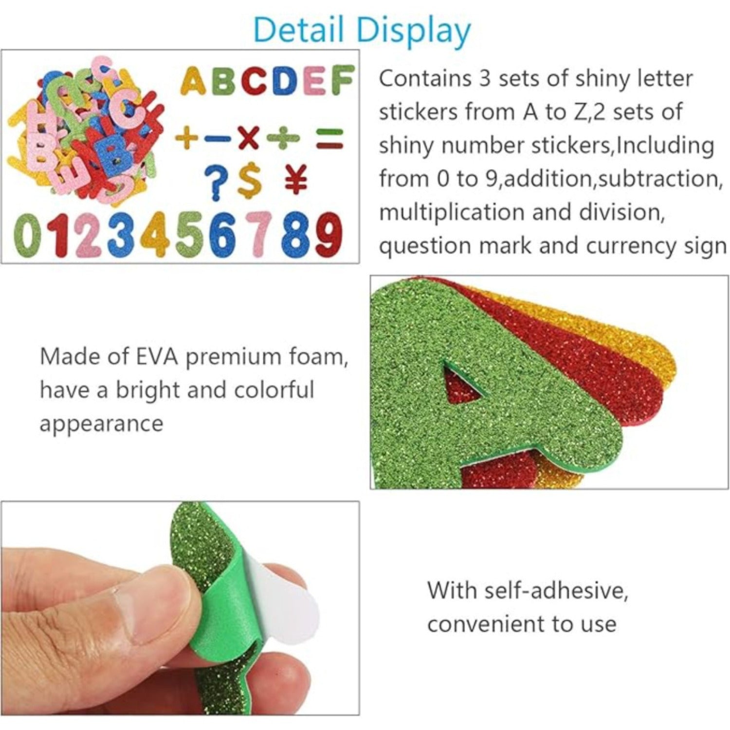 Sticker de lettre en caoutchouc mousse 142-Piece : Stickers mousse glitter