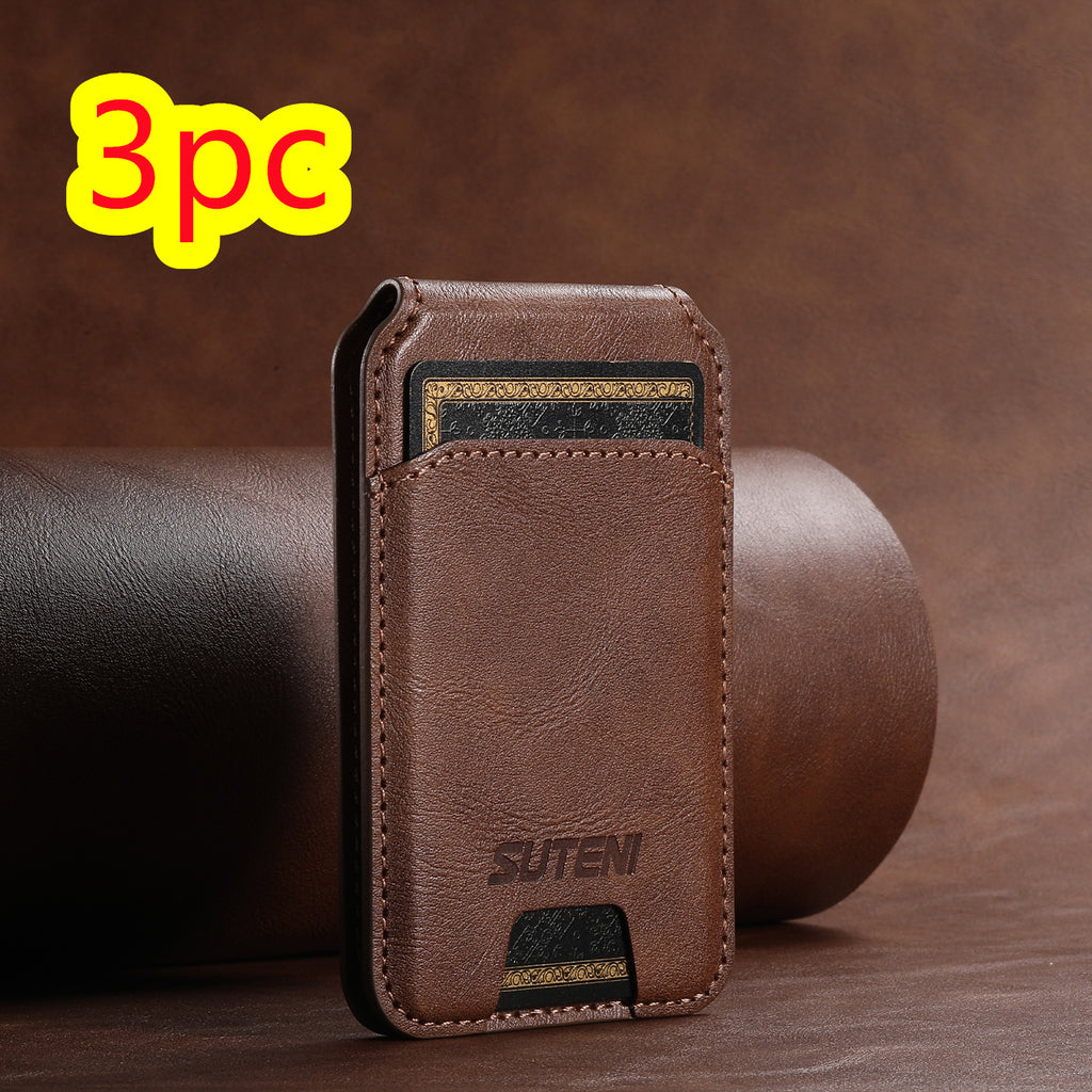 Support de carte magnétique pour téléphone universel Android MagSafe Magnetic Ring PU Leather