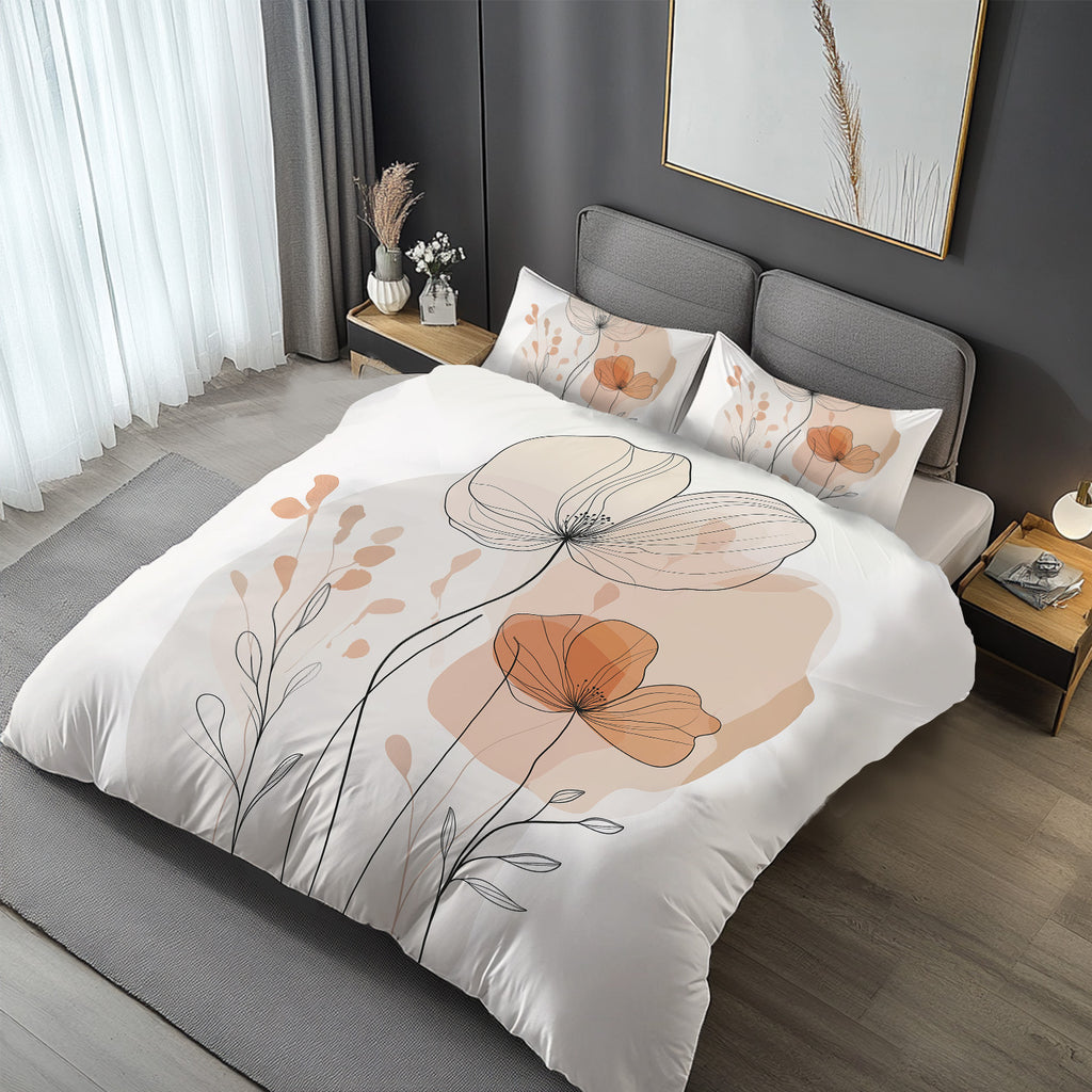 Feuille de lit à trois pièces à imprimé floral Quicksand