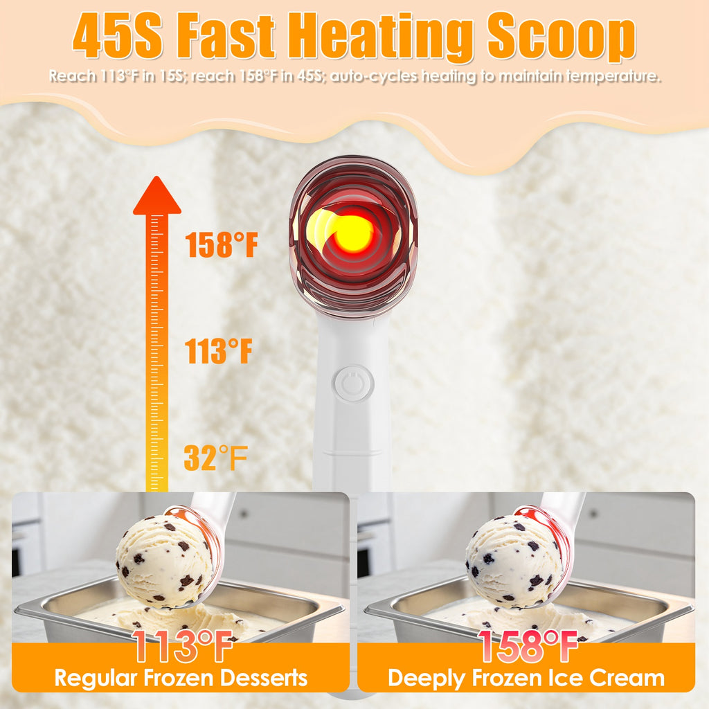 1Set Chaud crème glacée Scoop électrique rechargeable crème glacée Scooper IP66 étanche 45S Fa