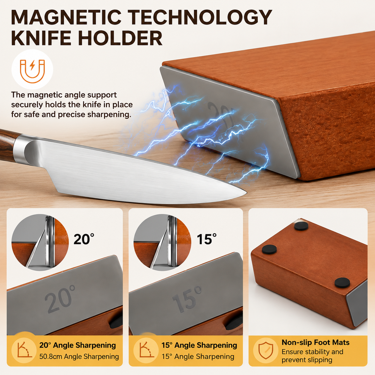 Roller knife sharpener, magnetic double-sided diamond kit