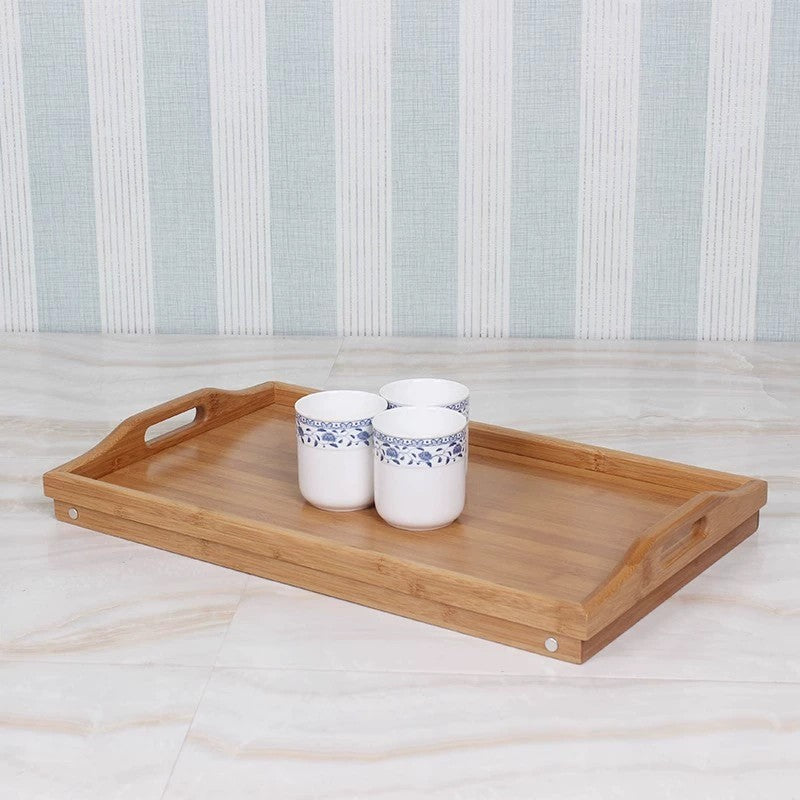 Table de lit en bois de bambou avec pieds pliants Petit déjeuner Portable
