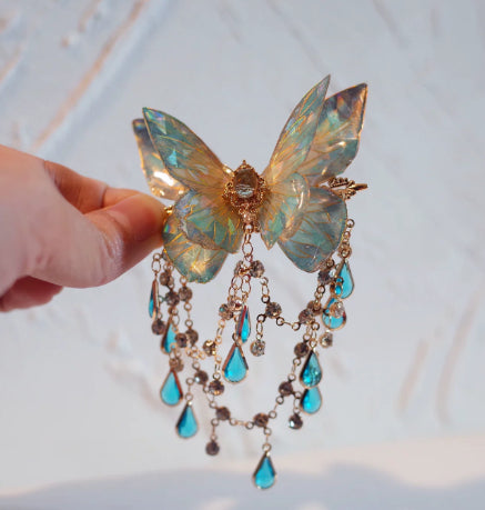 Style chinois Clip de cheveux papillon avec une tête de Tassel style antique