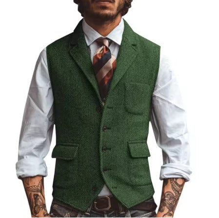 Veste de gestuelle de la lapelle brune pour hommes