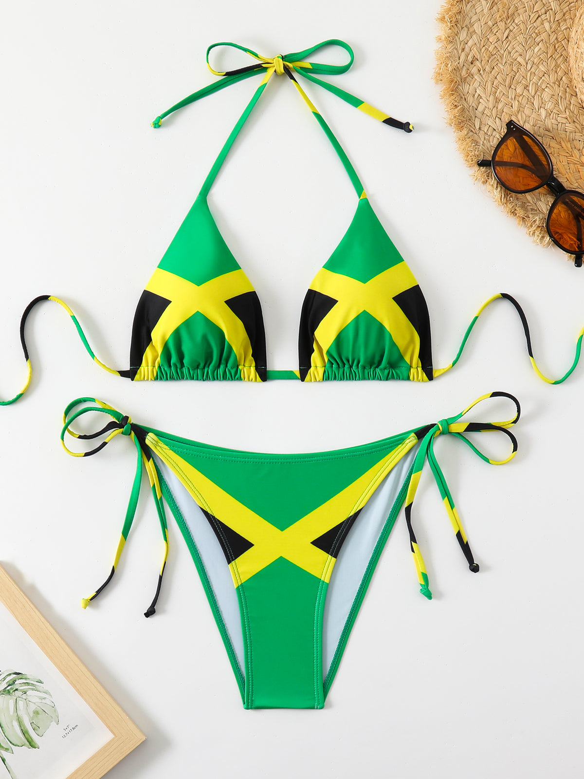 Ensemble de Bikini Triangle imprimé drapeau Jamaïque pour femmes