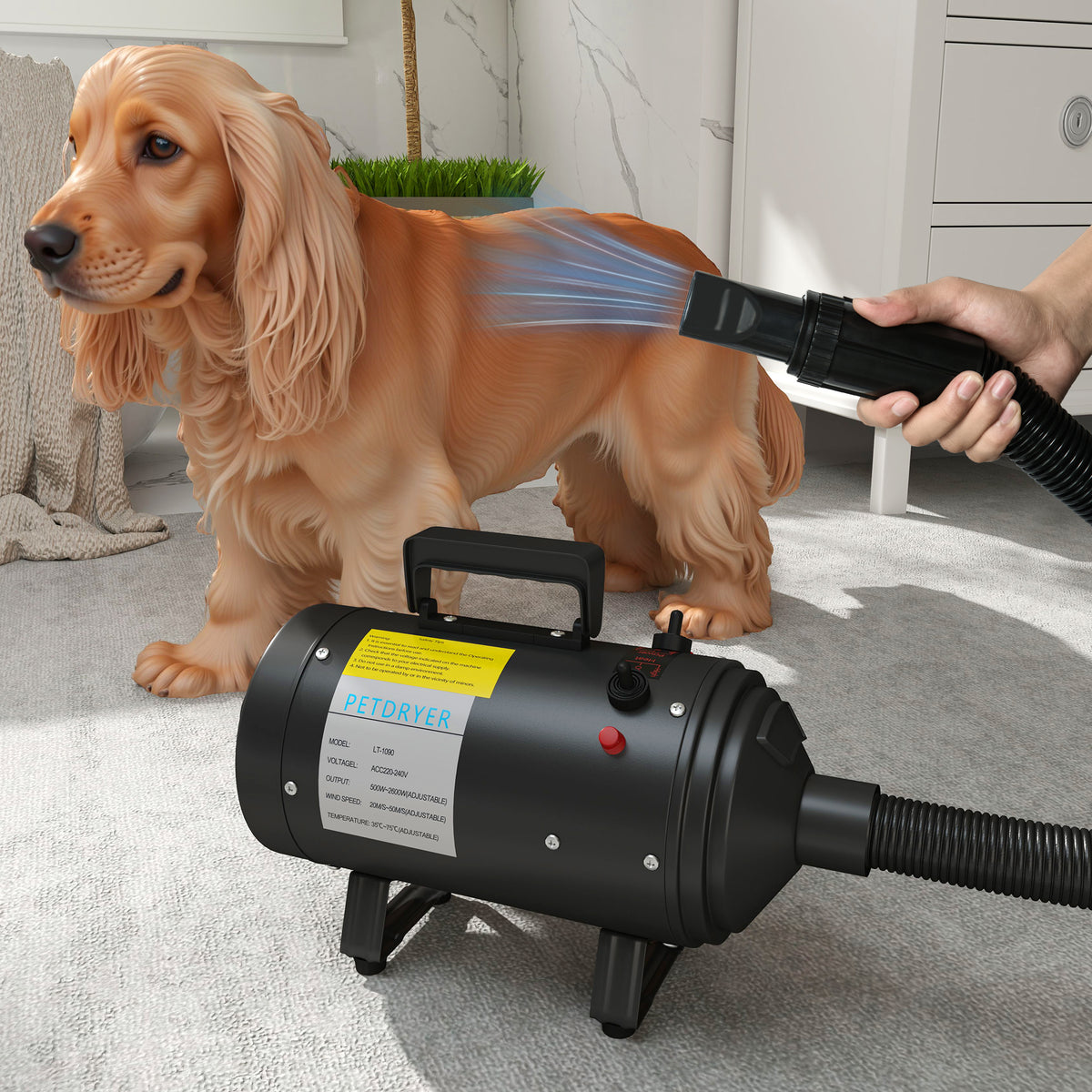 2200W Sèche-cheveux pour chien avec température réglable et vélocité