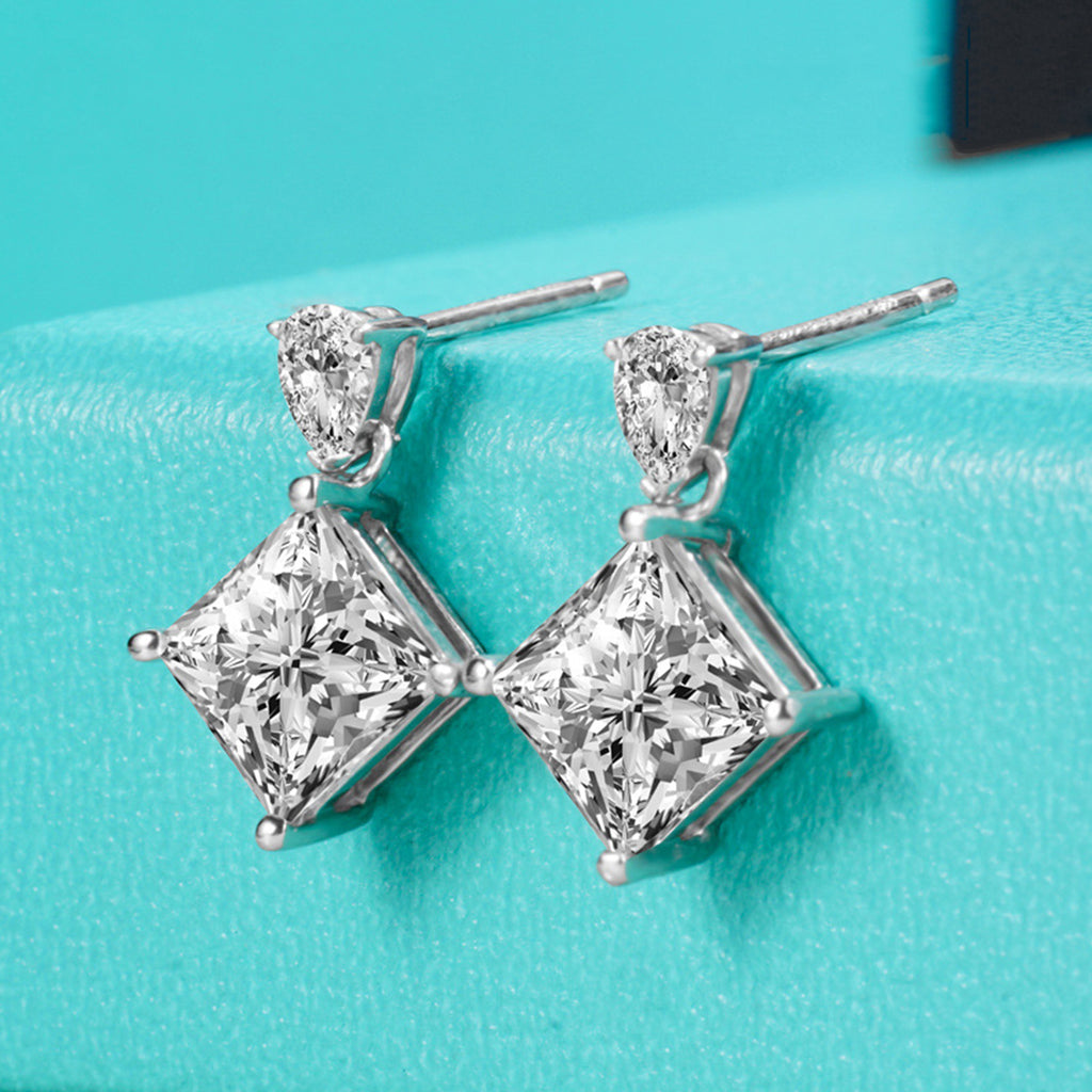 S925 Boucles d'oreilles en argent sterling taille princesse