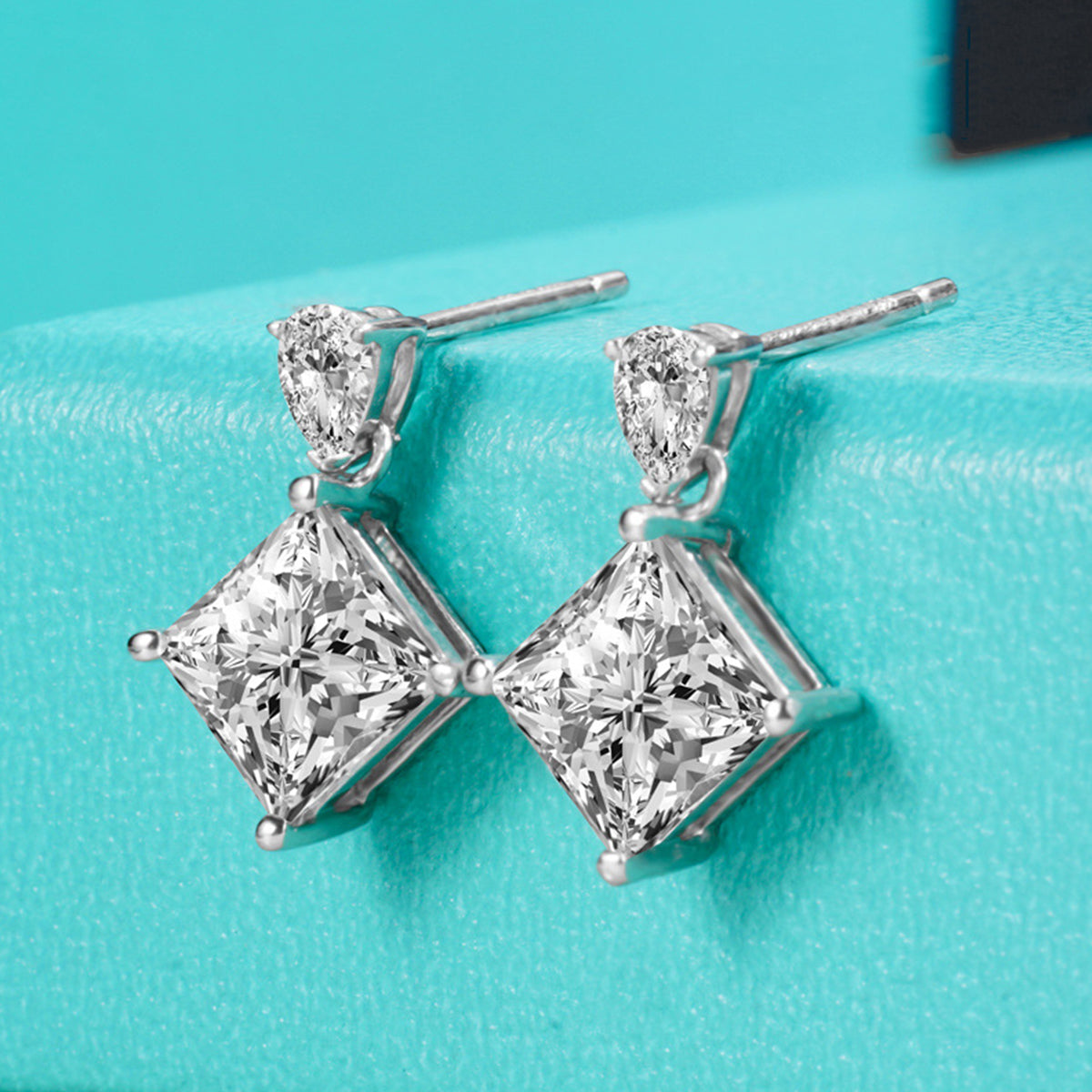 S925 Boucles d'oreilles en argent sterling taille princesse