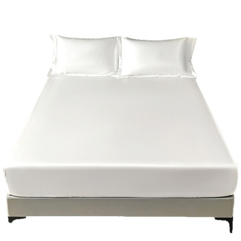 Satin look Ice Silk Fitted Bed Sheet - Single Size Smooth Breathable Matelas Cover for Be