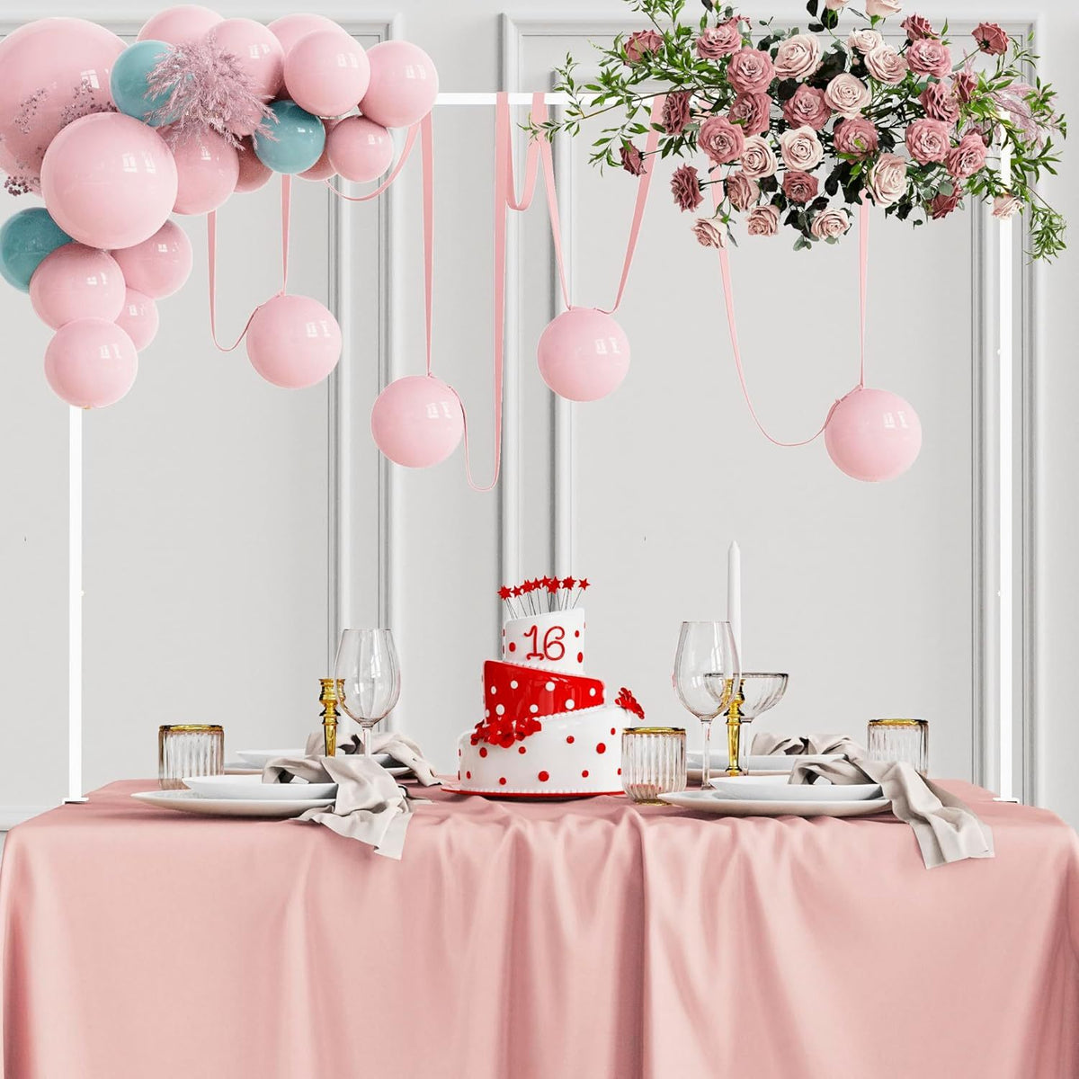 Table clamp stand – White table arch with accessories for festive table decoration