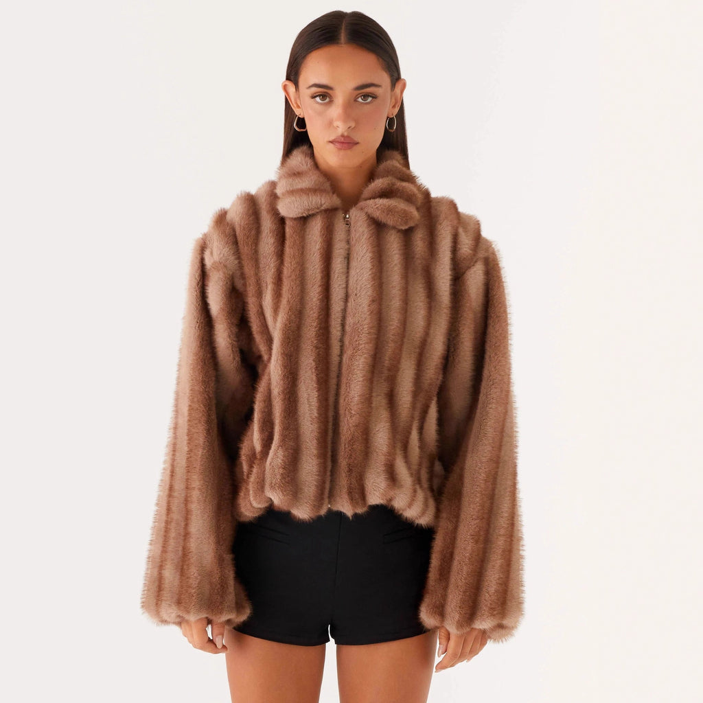 Manteau de fourrure écologique pour femmes