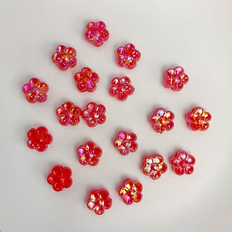 Mini perles de fleurs en acrylique 5-Petal avec paillettes d'or fin