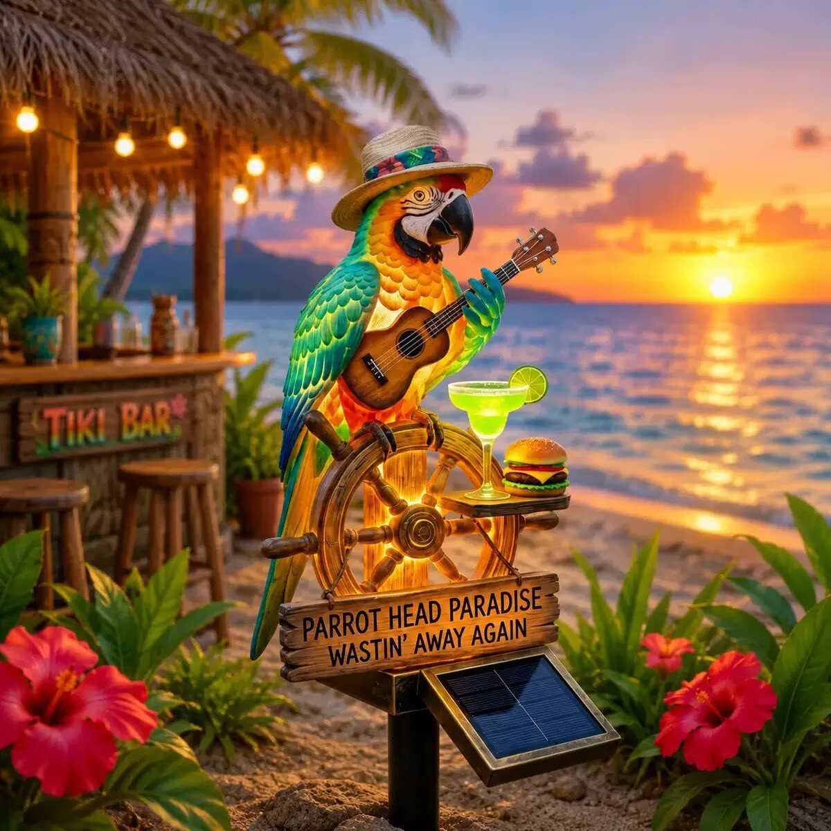 Guitare créative Parrot Résine Ornement Night Light