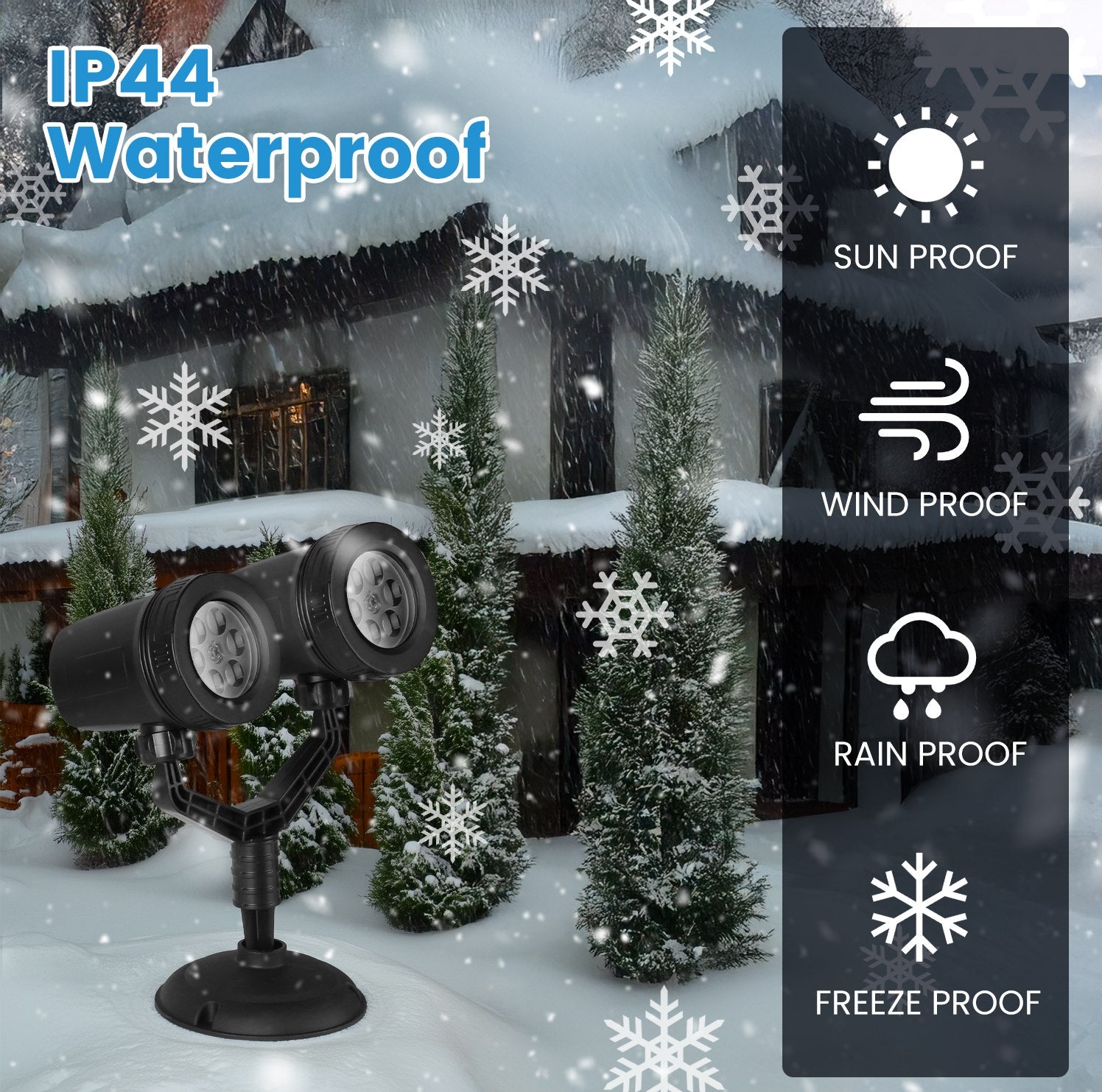 1Pc Christmas Snowflake Projector Light Double Head LED Stake Light IP44 Waterproof Xmas Dec