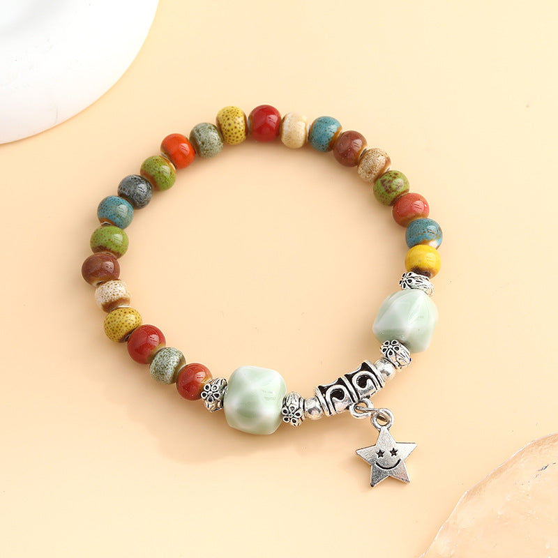 Rétro Scenery Dezhou Ceramic Bracelet Student Literary Ethnic Style National Tendance Perlée