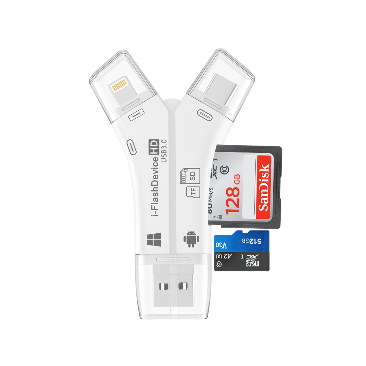 Lecteur de carte de téléphone mobile TF SD multifonctionnel quatre en un universel