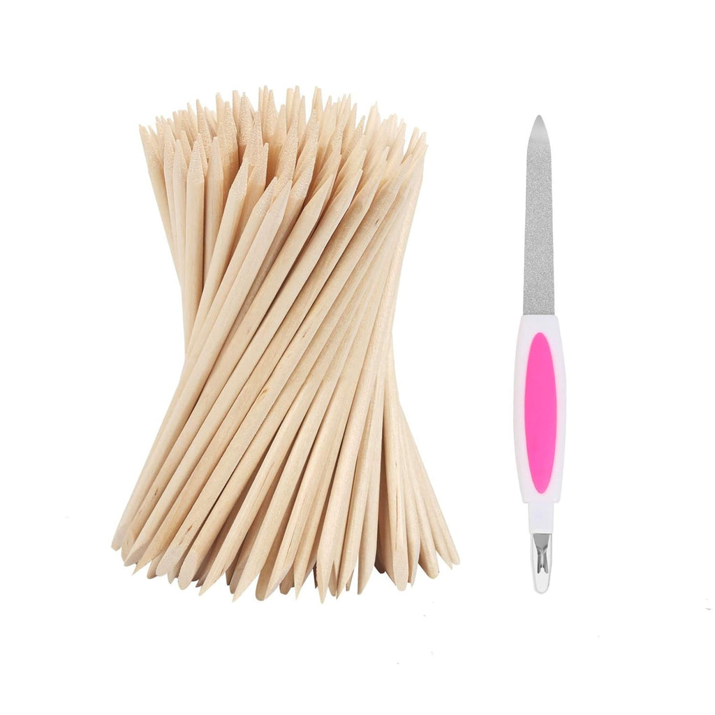 Ensemble de 200 pièces de pousse-cuticules en bois orange