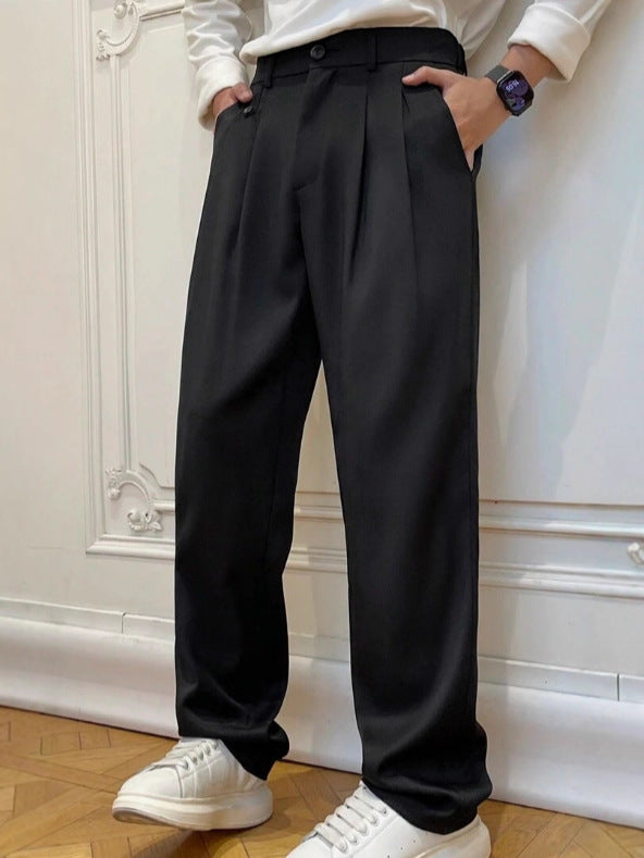 Pantalon de costume polyvalent de couleur solide pour homme