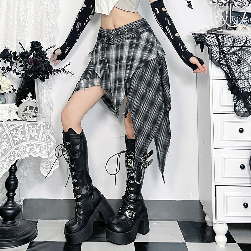 Style foncé, jupe bohème Midi asymétrique