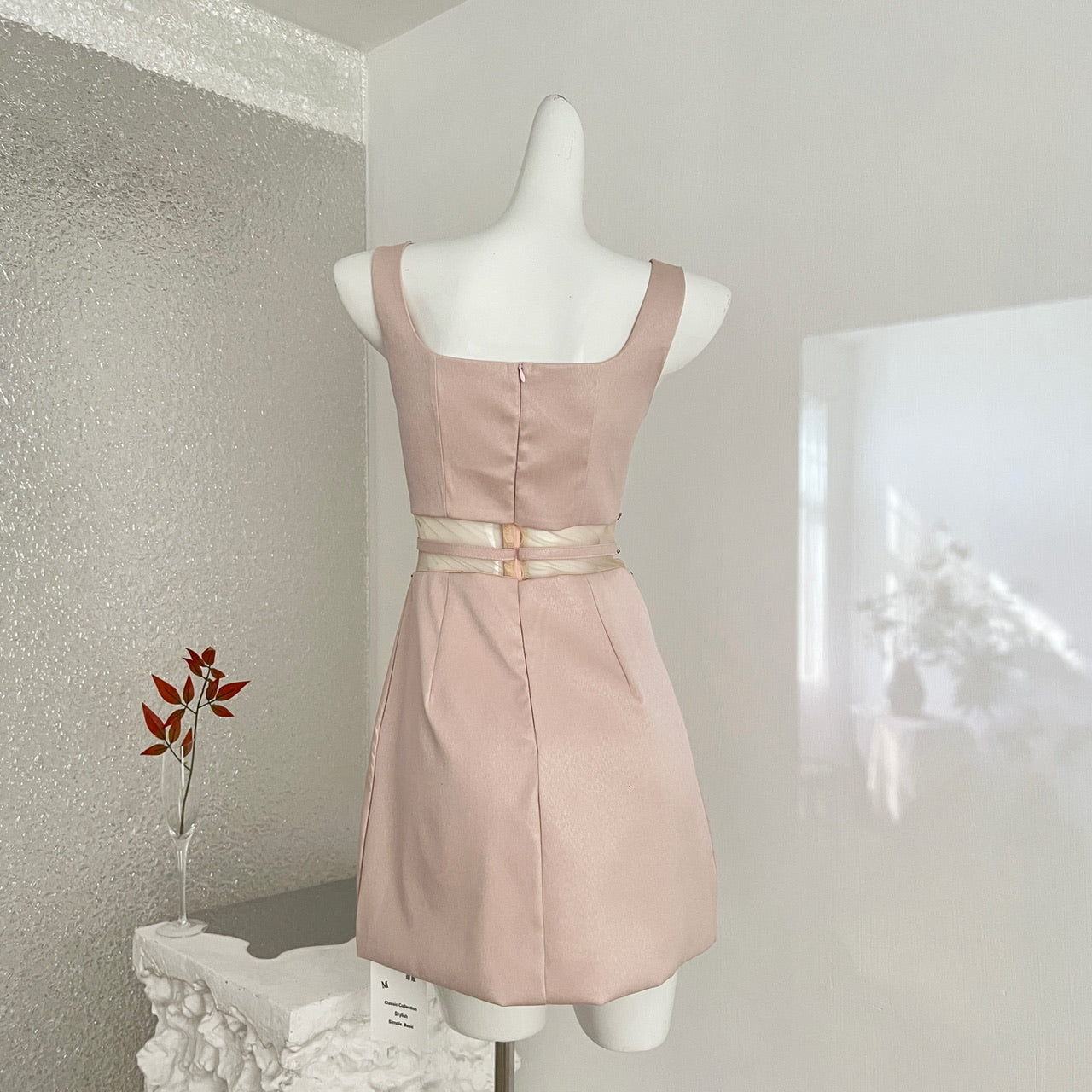 Robe de Cocktail de Demoiselle d'honneur sans manches Col de Strass Bow