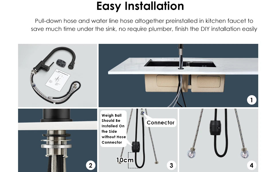 360 Robinets de mélangeur d'évier de cuisine tirer Spout Spray à levier unique moderne Mono Tap
