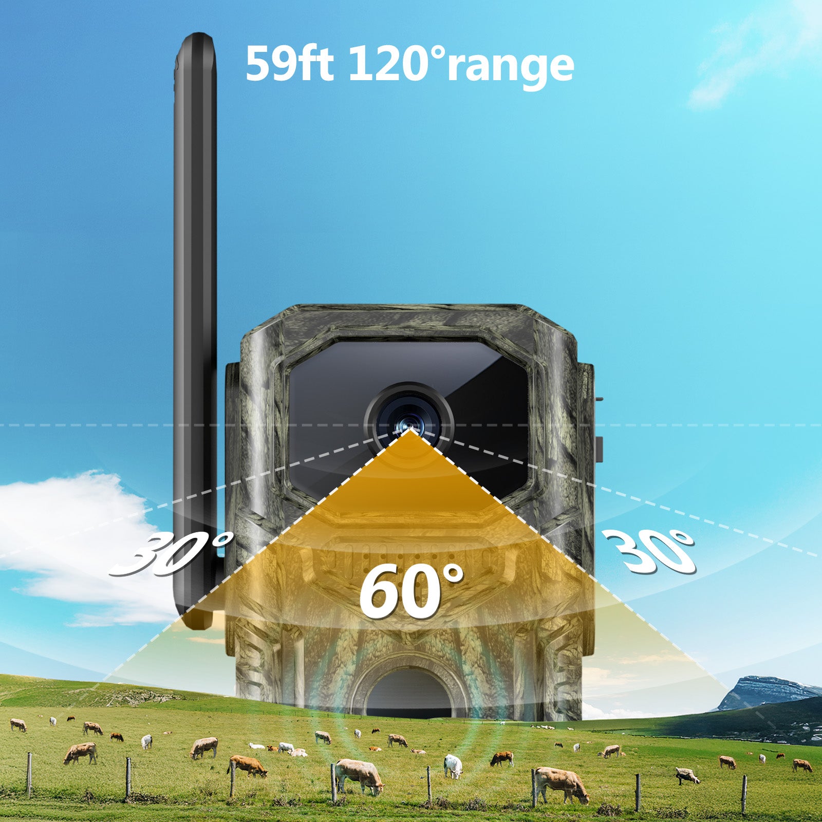 4G GPS Hunting Outdoor Trail Caméra grand angle 4MP Camouflage Wildlife Deer Monitoring Sol