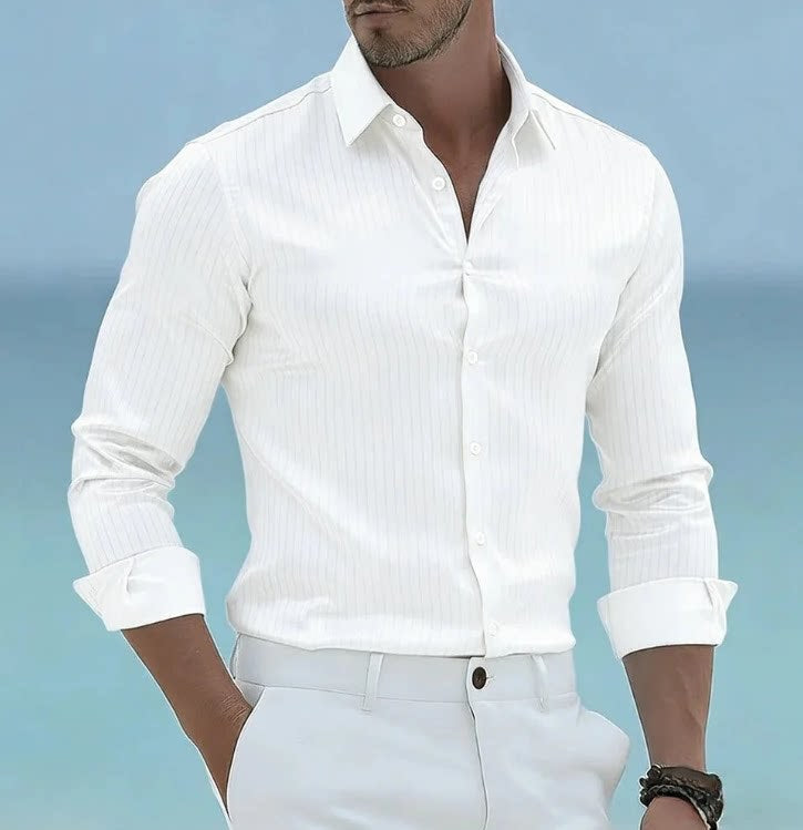 Chemise rayée manches longues pour hommes