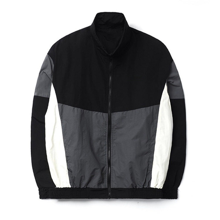 Veste anti-vent sport avec un collier stand-up pour hommes