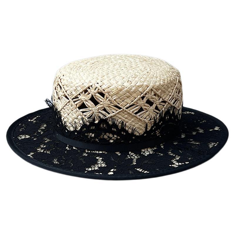 Handmade Raffia Vintage Lace Sun Hat