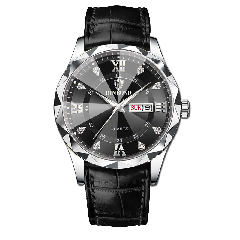 Véritable montre Quartz d'étudiant homme en cuir imperméable à l'eau