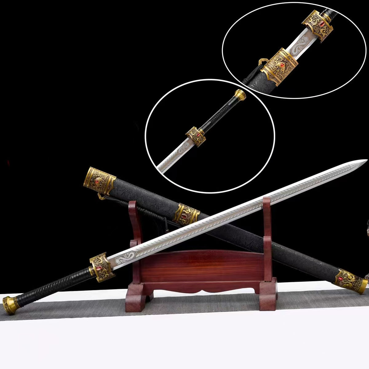 Glorieuse Epée de retour Véritable Epée de vrai Manganèse Acier forgé Han Style Epée militaire S