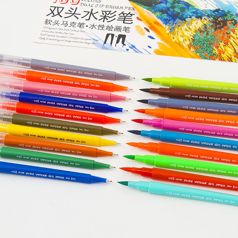 Double-extrémité de crochet ligne Soft-Tip stylo de couleur marqueur aquarelle