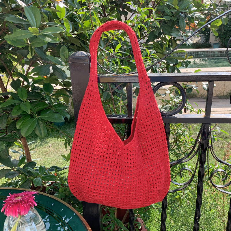 Sac à mailles creux de style Instagram tricoté Woven Purse