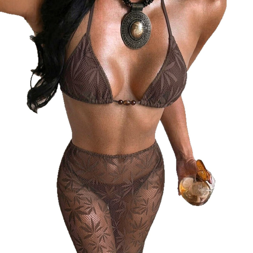 Sexy Solid-Color Femmes Robe Longue Bikini Set
