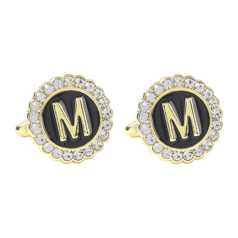 Rond Diamant French Cufflinks 26 lettres pour hommes
