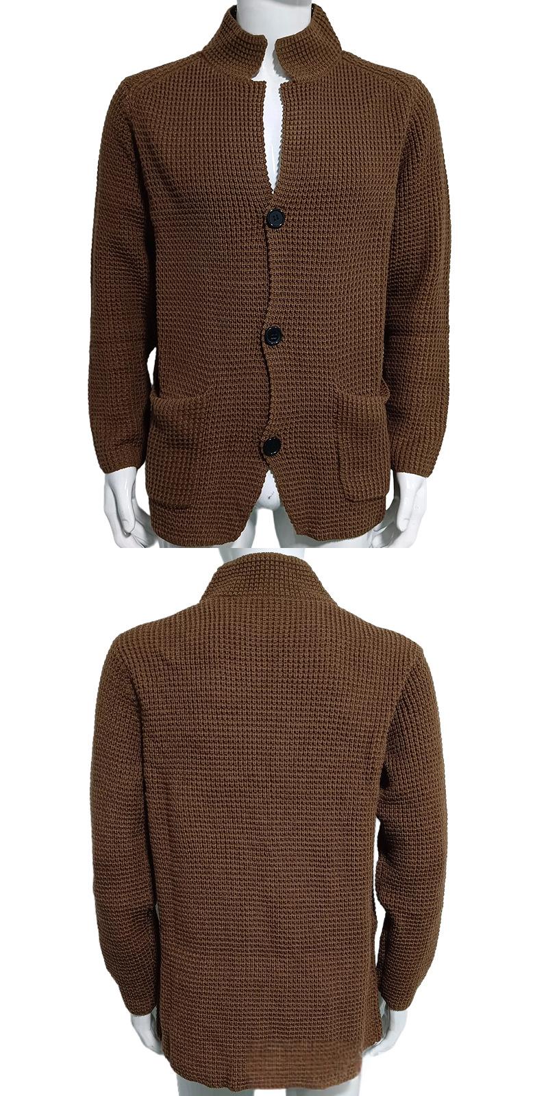 Mens Manteau tricoté de longueur moyenne avec un collier debout